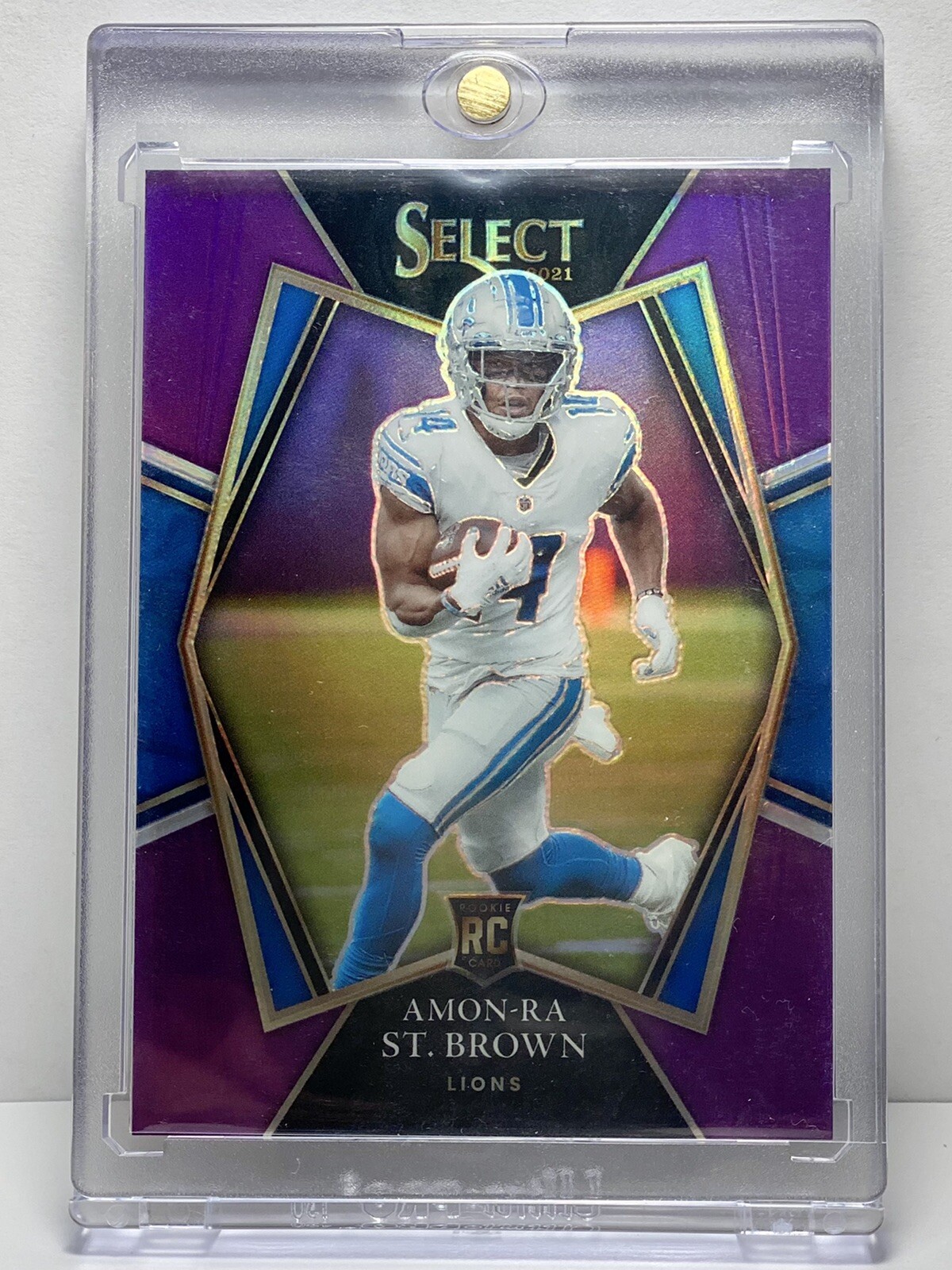 2021 Select Amon-Ra St. Brown RC Premier Level #173 Purple Prizm /75 Lions