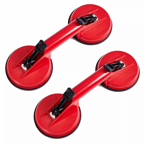 Pack of 2 Dual Suction Cup Pad Lifter 60kg Sucker Plate Glass Tile Mirror Lifter - Picture 2 of 7