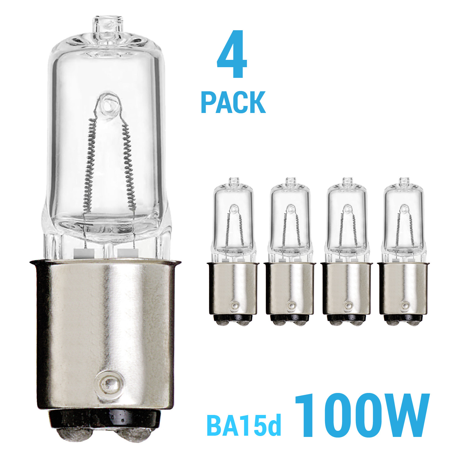 4 Pack Q100CL/DC 100W 120V T4 Double Contact DC Bayonet BA15