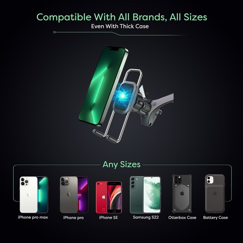 Support de téléphone portable pour voiture, support de ventilation d'air, magnétique universel pour toutes marques / étuis - Photo 2 sur 16