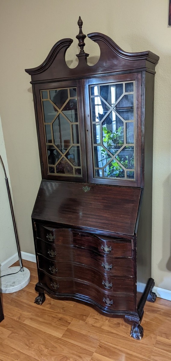 Vintage Maddox Antique Mahogany Secretary Desk w/Key and Secrets