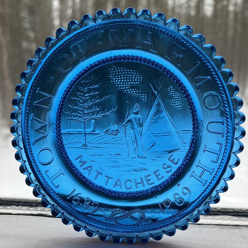 Yarmouth MA Town Seal Mattacheese Cape Cod Collectible Pairpoint Glass Cup Plate - Picture 3 of 8