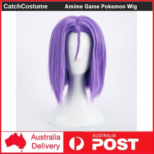 Anime Pokemon Team Rocket James Cosplay Wig Halloween Party Short Purple Hair - Picture 1 of 5