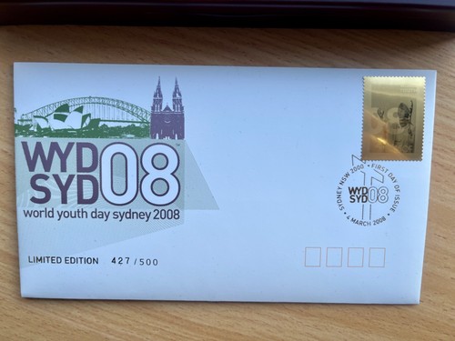 2008 World Youth Day 9ct Gold Stamp Limited Edition in Wooden Presentation Box - Picture 2 of 10