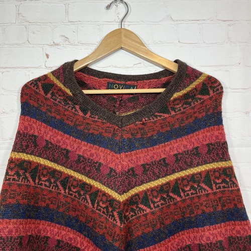 Novica Collection Alpaca Blend Aztec Poncho Fringe Inca Motifs Made In Peru - Picture 2 of 11