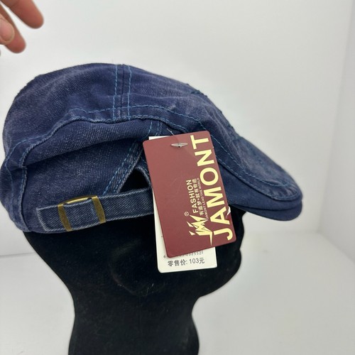 Jamont Hat Mens Adjustable Blue Denim Beret Flat Cap Cotton Newsboy New W Tags - Picture 5 of 10