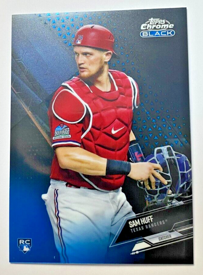 2021 Topps Chrome Black Blue Refractor Blue #59  SAM HUFF #''d 07/75 RC  Rangers