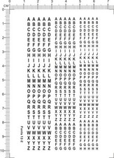 Black Different Scale Arial FONTS 12-2 Characters letters Water Slide Decal