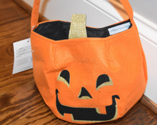 Pottery Barn Kids Pumpkin Glitter Treat Bag Halloween NEW NWT Name Removed