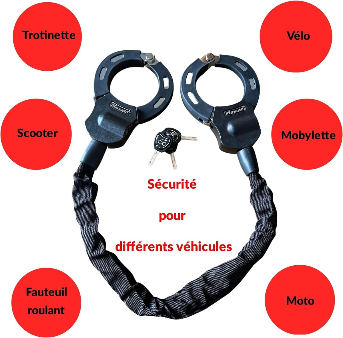 Antivol En Forme De Menottes TOLI AND CO – Pour Trottinette, Vélo, Scooter – Noir