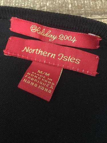 Northern Isles Holiday 2004 Cardigan Medium Embroidered Floral Sleeves Cottage - Picture 2 of 5