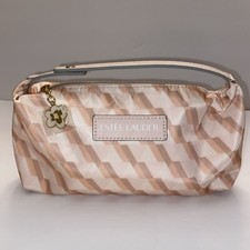 ESTEE LAUDER Peach Cosmetic  Makeup Bag With Flower Pendant NWOT