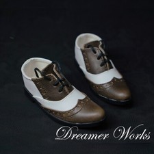 1/3SD BJD Spliced Leather Suit Shoes Pointed-toe Craving Brown White Gentleman