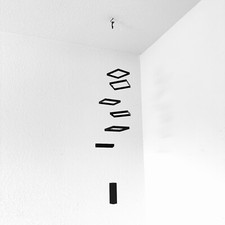Elegant Minimalist Hanging Mobile with 6 Black Squares