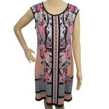 Cato Shift Dress Womens 8 Multicolor Floral Stretch Scoop Neck Sleeveless Zip
