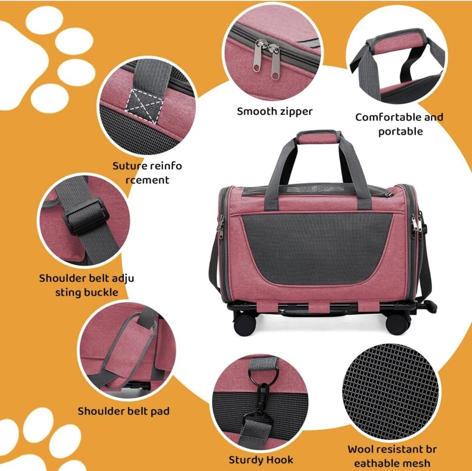 Cochecito para mascotas bolsa para mascotas ruedas carro perro gato viaje camping Foto 3 de 4