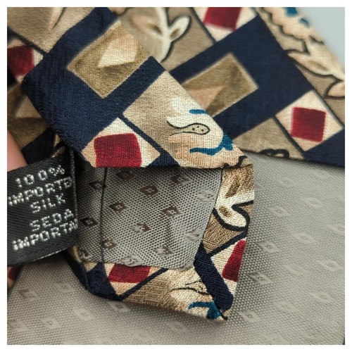 Vintage Givenchy Monsieur Tie Floral Geometric Diamond Rectangle Flower 57"x4" - Picture 5 of 8