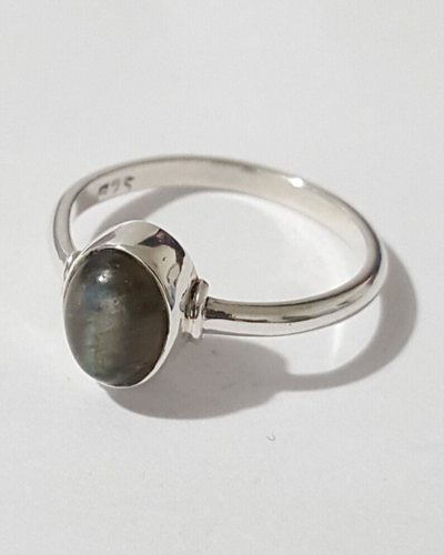Gorgeous Sparkling Real Labradorite Stone Ring 925 Silver Size M~M1/2 #315567 - Picture 4 of 19