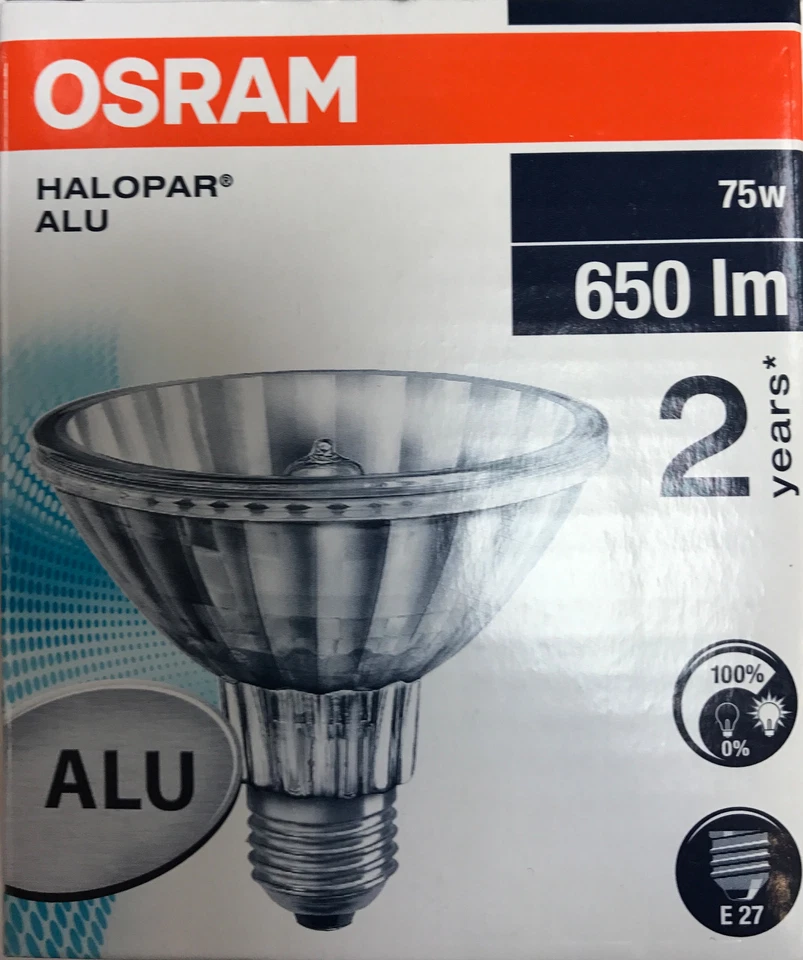 OSRAM HALOGEN HALOPAR30/20 E27 230V 75W/50W FL/SP Lampe 64841/64845/64832/64836 - Bild 1 von 3