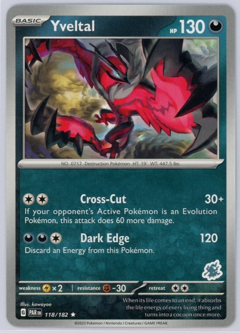 Pokemon TCG Yveltal 118/182 Battle Academy 2024 Non-Holo Rare Stamp Exclusive