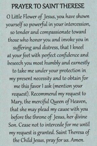 *Holy/Prayer Card-"Prayer to Saint Therese" *Great Prayer-Back/ {Saints-6} - Picture 2 of 2