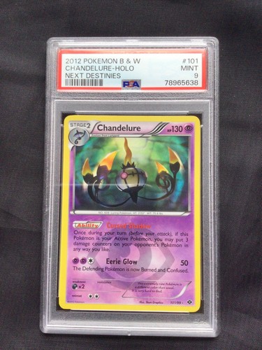 Pokemon Cards: Next Destinies Secret Rare Holo: Chandelure 101/99 PSA 9