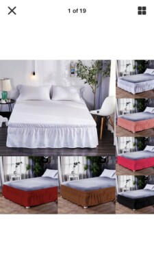 Elastisch bestickt Bett Rüschen Rock/Valance Wickeloptik Twin/Full Size Rosa