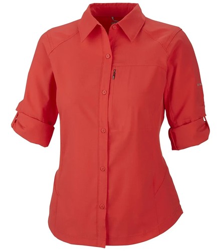 Columbia Women's Silver Ridge L/S Shirt in Red Hibiscus Size XS Long Sleeves - Picture 2 of 18