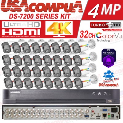 HIKVISION 32CH 4K COLORVU CCTV SECURITY CAMERA SYSTEM W/ 3K BULLET  W/HDD