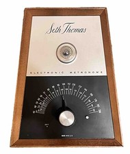 Vtg Seth Thomas Wood Frame Electronic Metronome Electric Light Up Pulse Works