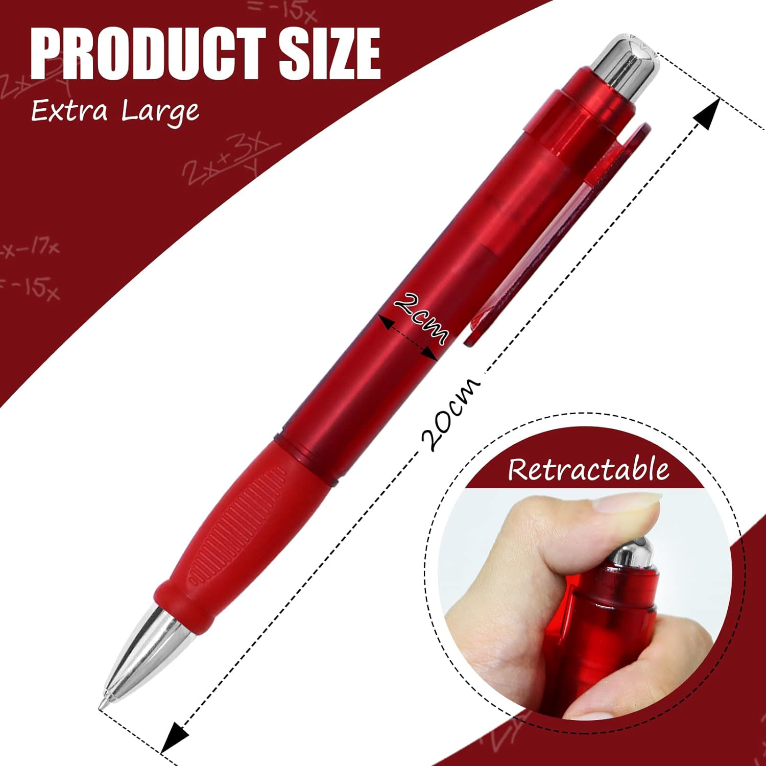 5 Pcs Big Pens Jumbo Ballpoint Pens Easy Grip Large Fat Pens with 10pcs