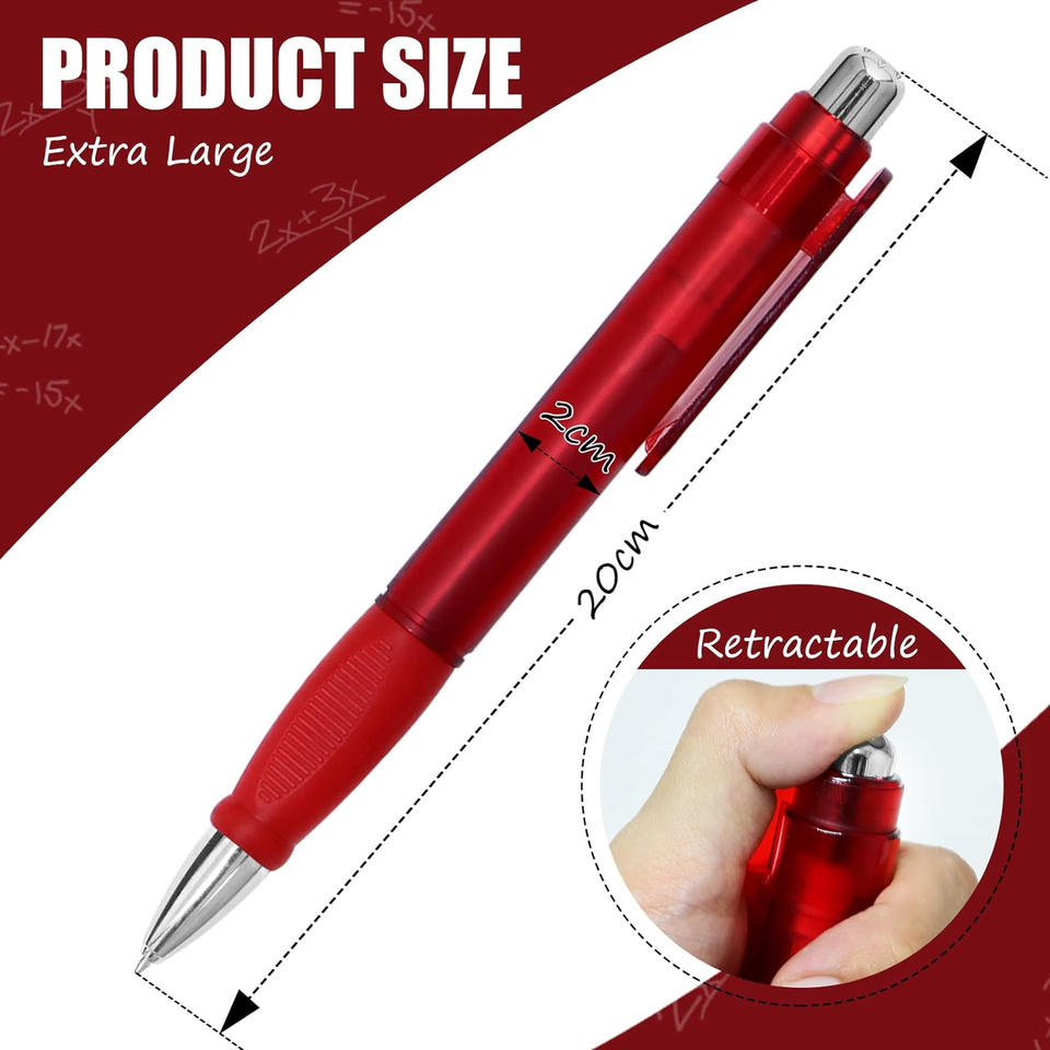 5 Pcs Big Pens Jumbo Ballpoint Pens Easy Grip Large Fat Pens with 10pcs