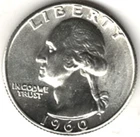 1960 WASHINGTON QUARTER IN BU CONDITION ~ PLEASE SEE THE SCAN  stk 704