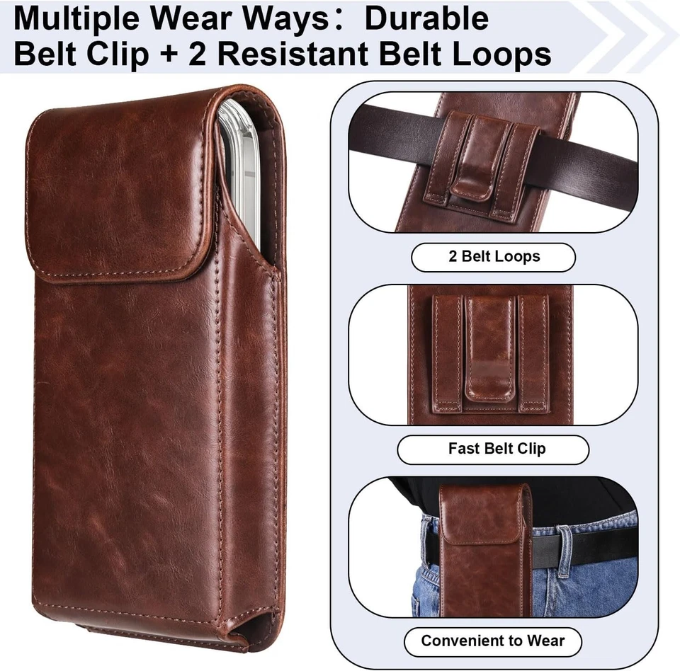 Funda de cuero de lujo para teléfono con lazos funda clip bolsa para cinturón para teléfonos Foto 4 de 4