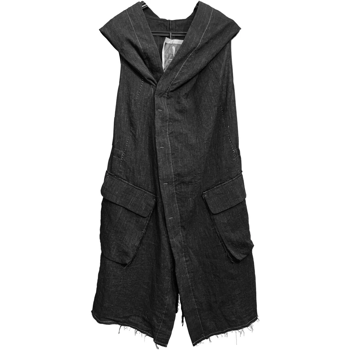 Masnada $1k Sleeveless Linen Hooded Gilet Parka Coat 50/L Mens | eBay