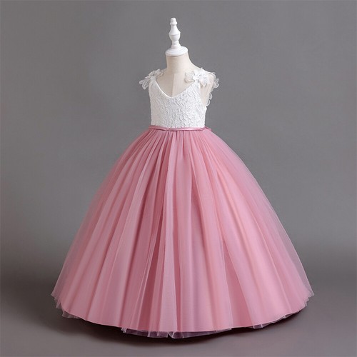 Formal Flower Girls Kids Princess Bridesmaid Wedding Long Dress Evening Gown New - Picture 40 of 53