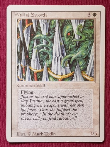 Magic The Gathering REVISED WALL OF SWORDS white card MTG