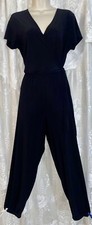 VTG 1X Wrap Top Black Soft Stretch PALAZZO JUMPSUIT Romper Nightgown Costume