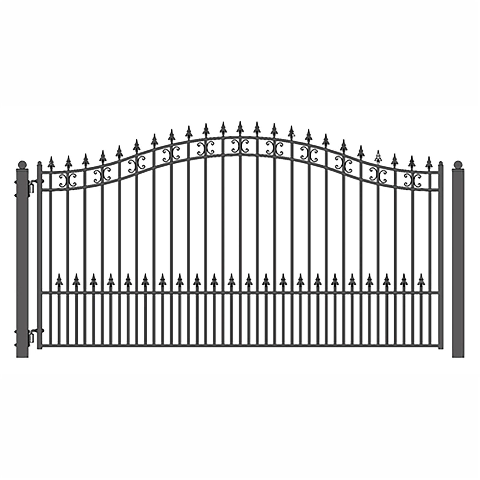 ALEKO Steel St. Louis Style Single 16' Driveway Gate with Pedestrian Gate