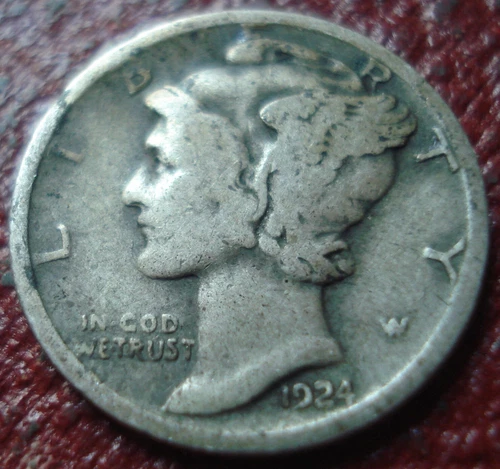 1924-D MERCURY DIME IN GOOD-VG CONDITION
