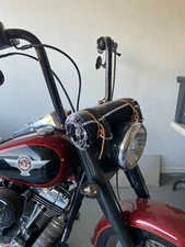  MOTORCYCLE BELT BLANKET HOLDER BIKER, MEXICAN , HAND MADE, REAL LEATHER,BLACK