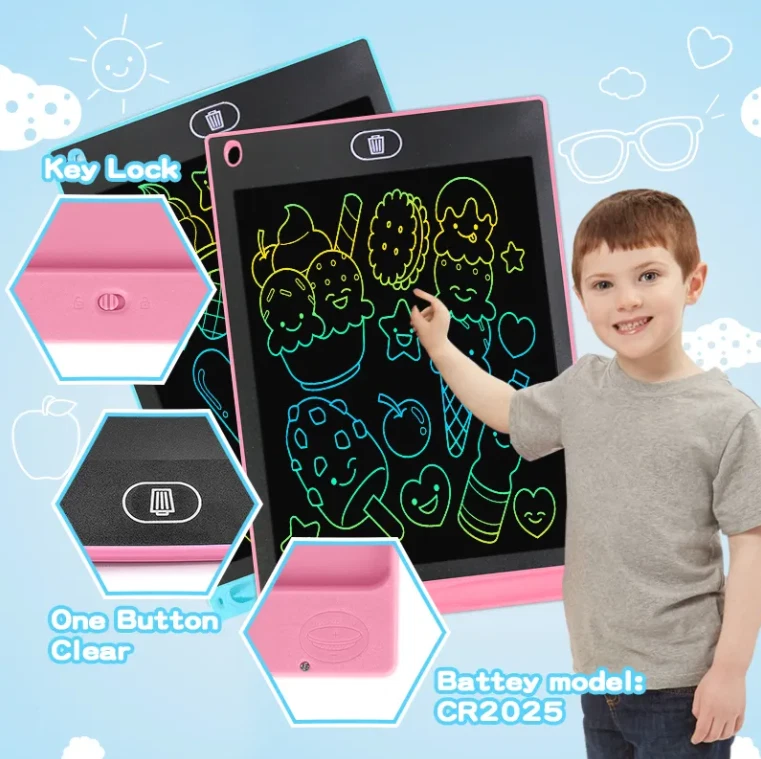 Multicolour Screen Writing Board Electronic Drawing Tablet Kids Toy Xmas Gift UK - Image 3 of 4