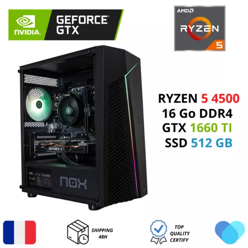 PC GAMER RYZEN 5 GTX 1660 TI 16 Go RAM DDR4 SSD 512 Go
