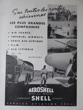 5/1937 PUB SHELL AVIATION OIL AEROSHELL OIL KLM CANOPUS AIR FRANCE ORIGINAL AD
