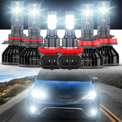 For Chrysler Pacifica 2017-2020 LED Headlight High Low Beam Fog Light Bulbs Kit