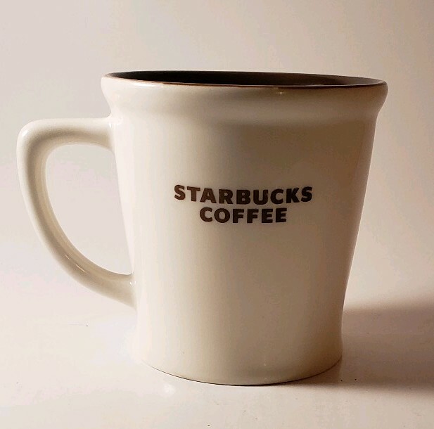 Starbucks 2009 New Bone China White Brown Coffee Mug 16 oz Original BIG CUP