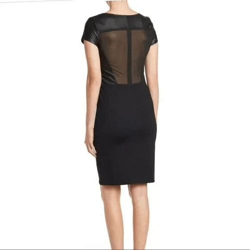 Vestido Vaina As By Df Alessandra Cuero Borde Panel Recortado, Negro, Mediano, Nuevo con Etiquetas - Imagen 8 de 13
