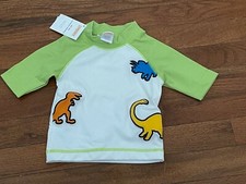 New Gymboree Infant Boys Green and White Dinosaur Rash Guard Size 6-12 months