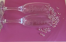 Etched Bride And Groom Champagne Flutes  #wedding #weddinggifts #etchedglass