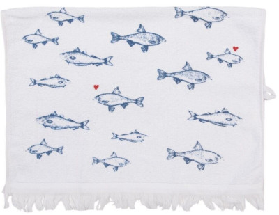   Gästehandtuch Handtuch Clayre & Eef  40x66 cm Fische weiß blau Landhaus  